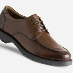 Derby plateau marron cuir semelle crantée