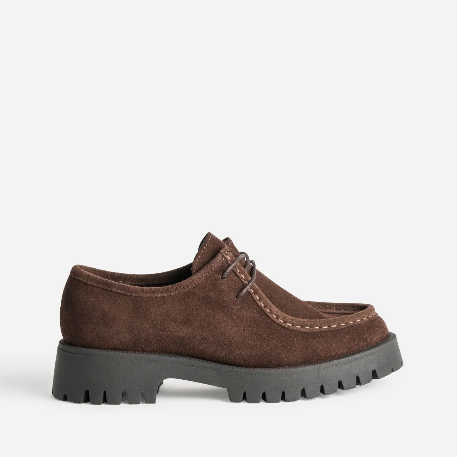 Derby plateau marron cuir velours
