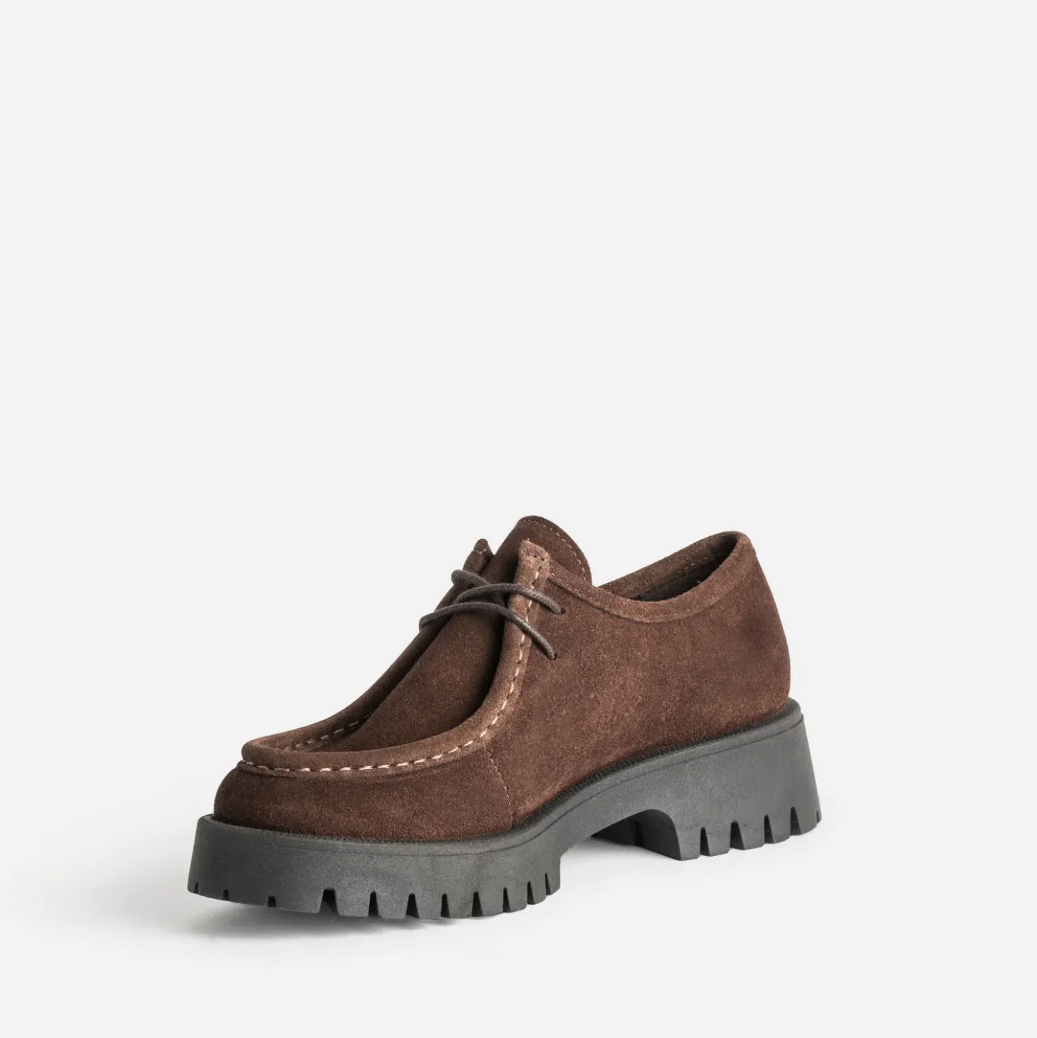Derby plateau marron cuir velours