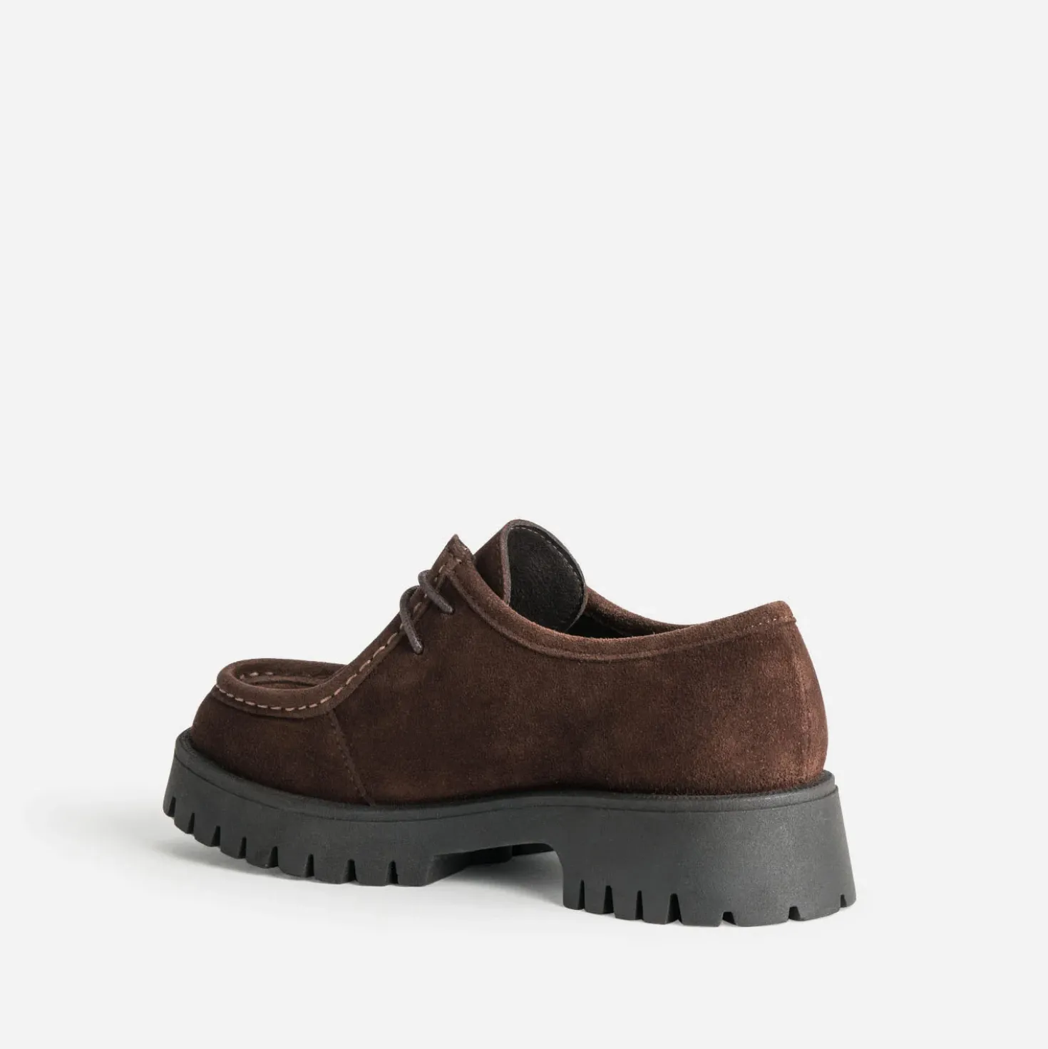 Derby plateau marron cuir velours