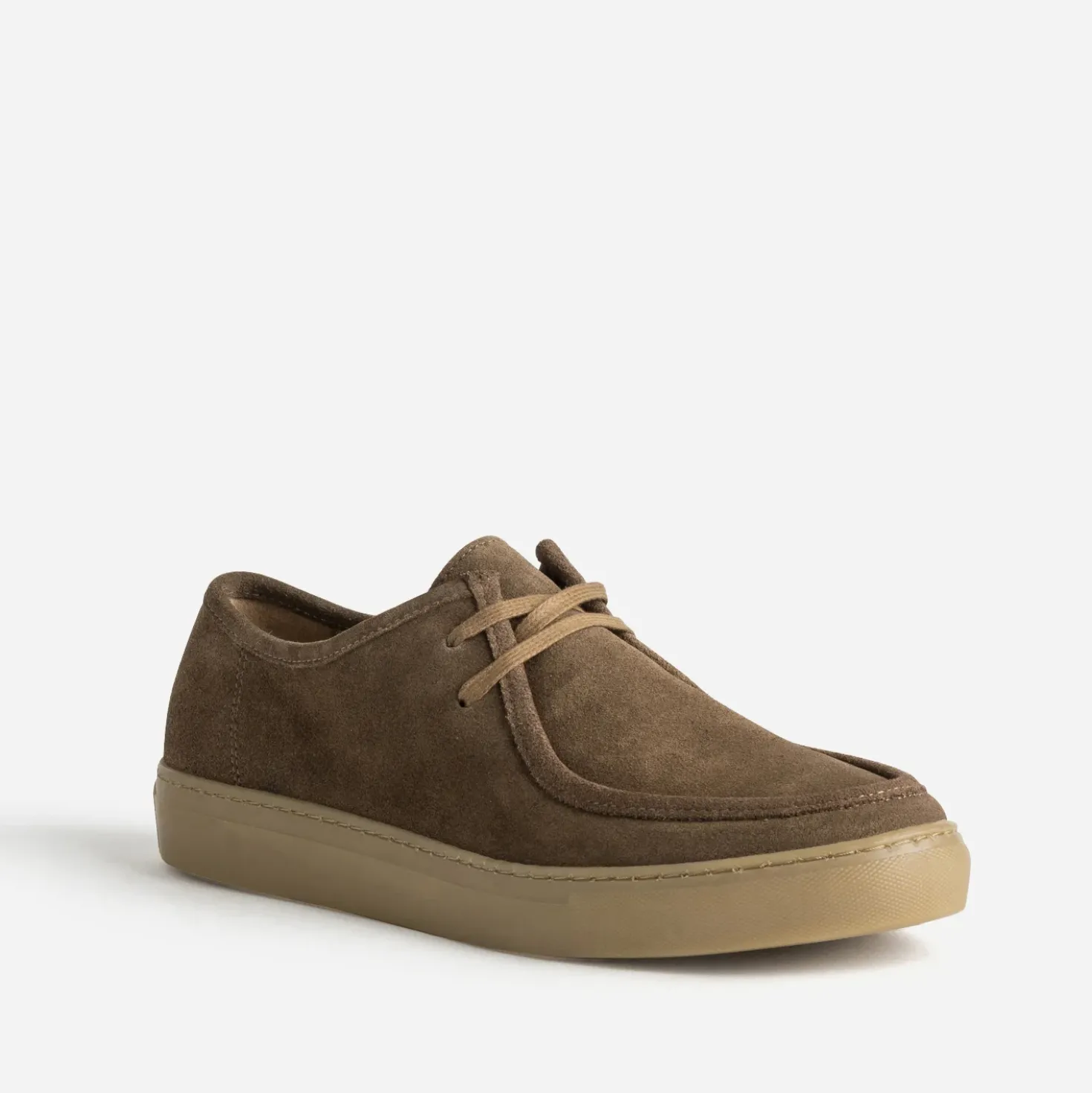 Derby à plateau marron cuir velours