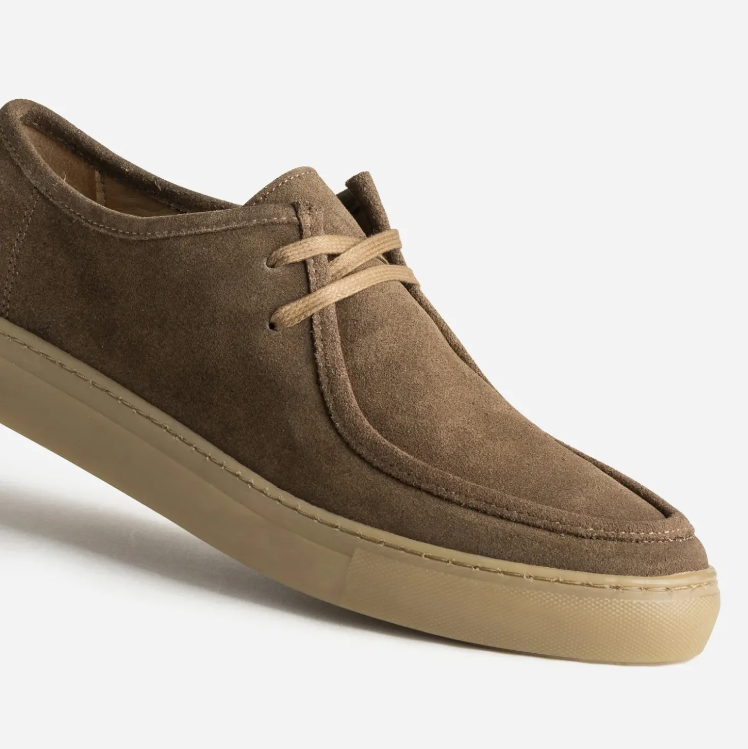 Derby à plateau marron cuir velours