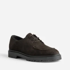 Derby plateau marron cuir velours semelle crantée