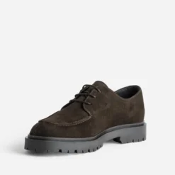 Derby plateau marron cuir velours semelle crantée