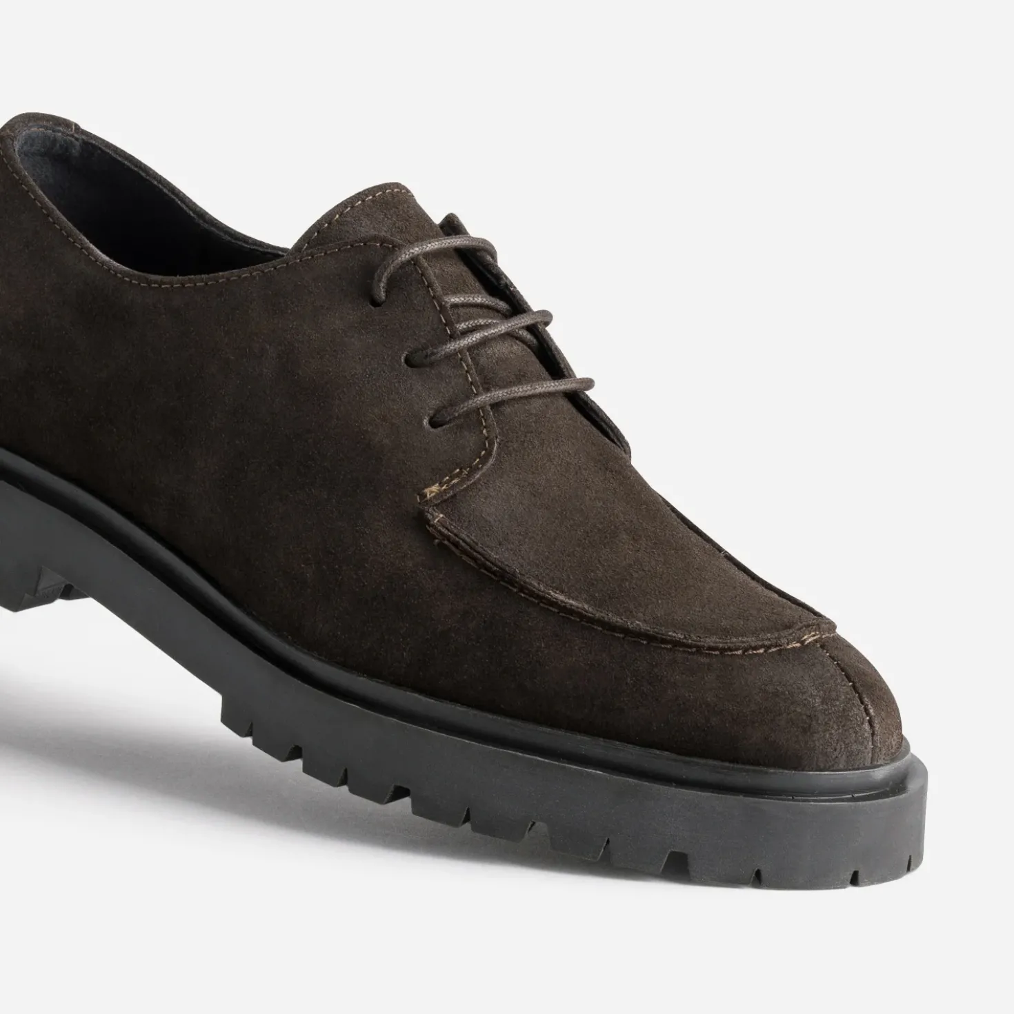 Derby plateau marron cuir velours semelle crantée