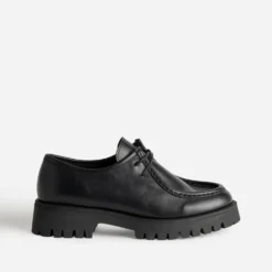 Derby plateau noir cuir