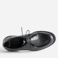 Derby plateau noir cuir semelle crantée