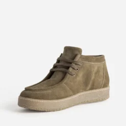Derby plateau taupe cuir velours