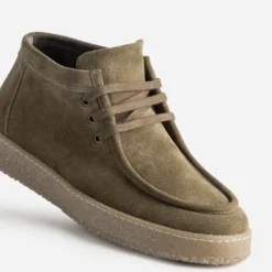 Derby plateau taupe cuir velours