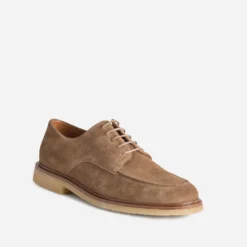 Derby à plateau taupe cuir velours
