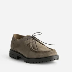 Derby plateau taupe cuir velours semelle crantée