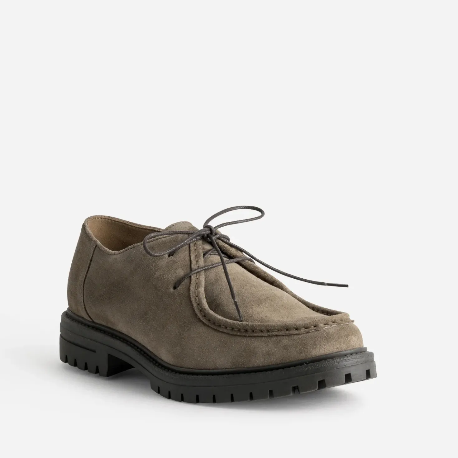 Derby plateau taupe cuir velours semelle crantée