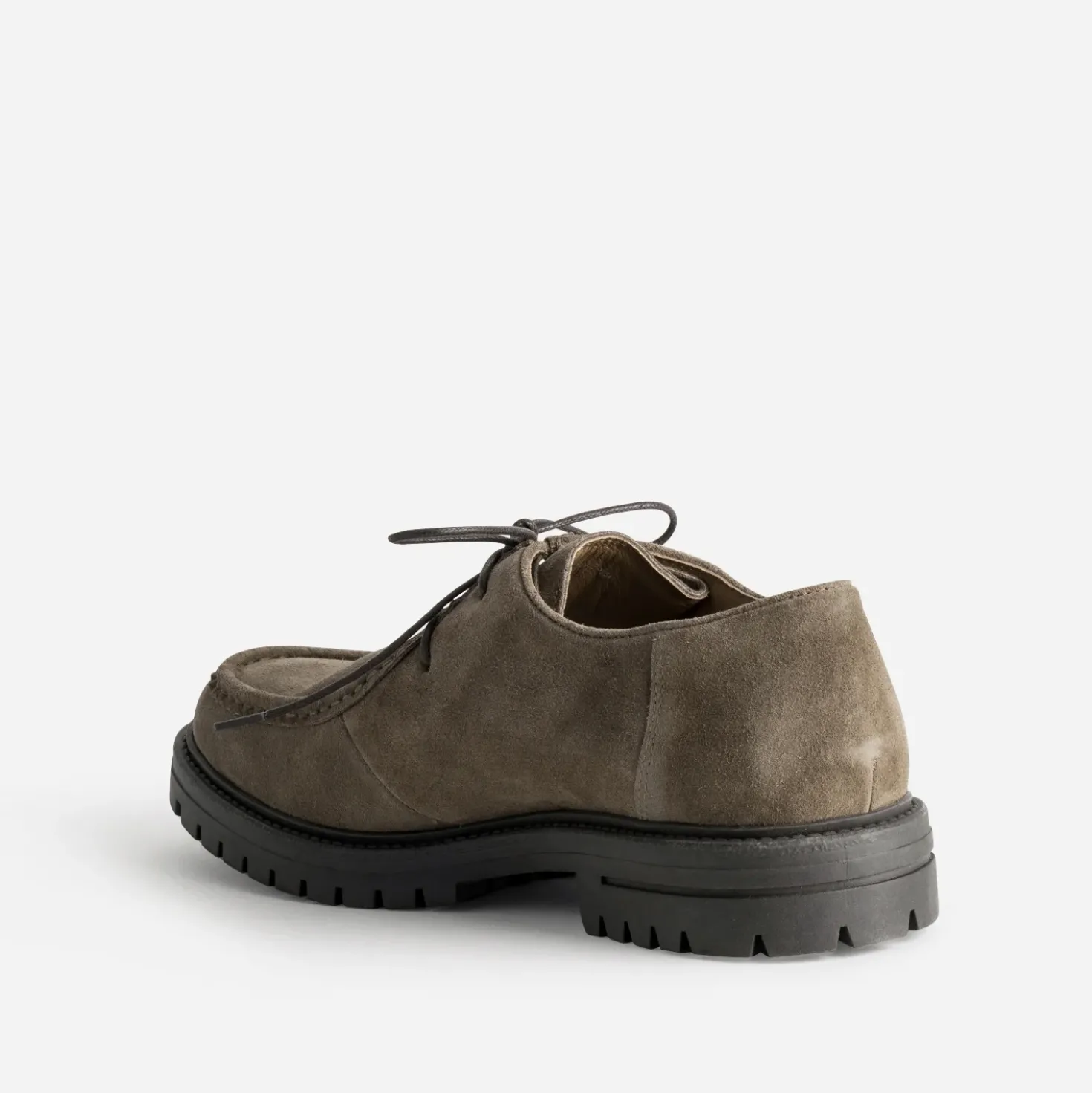 Derby plateau taupe cuir velours semelle crantée