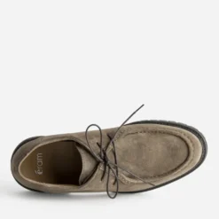 Derby plateau taupe cuir velours semelle crantée