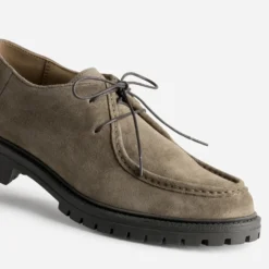 Derby plateau taupe cuir velours semelle crantée