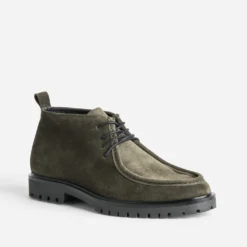 Derby semi-montant kaki cuir velours
