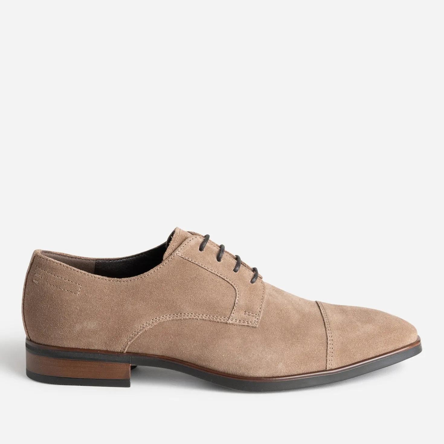 Derby taupe cuir velours