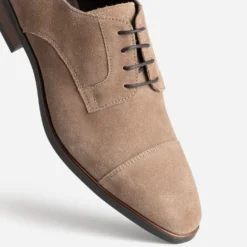 Derby taupe cuir velours