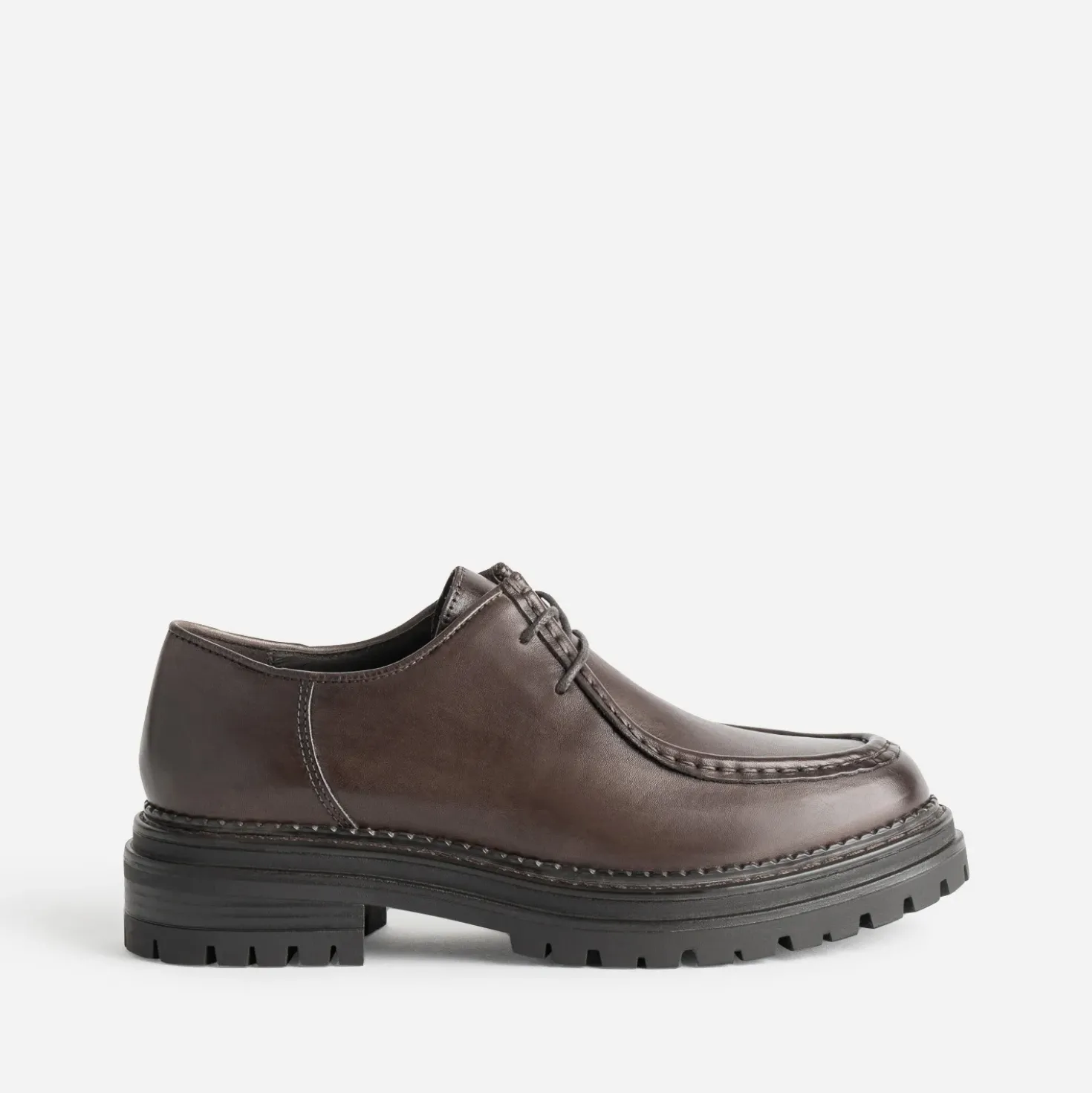 Derby TEXTO marron cuir semelle crantée