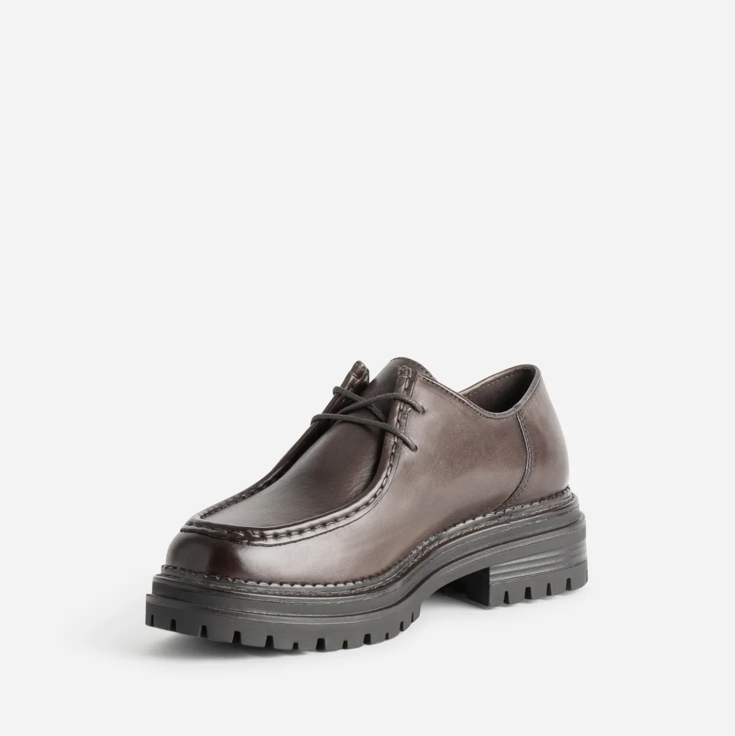 Derby TEXTO marron cuir semelle crantée