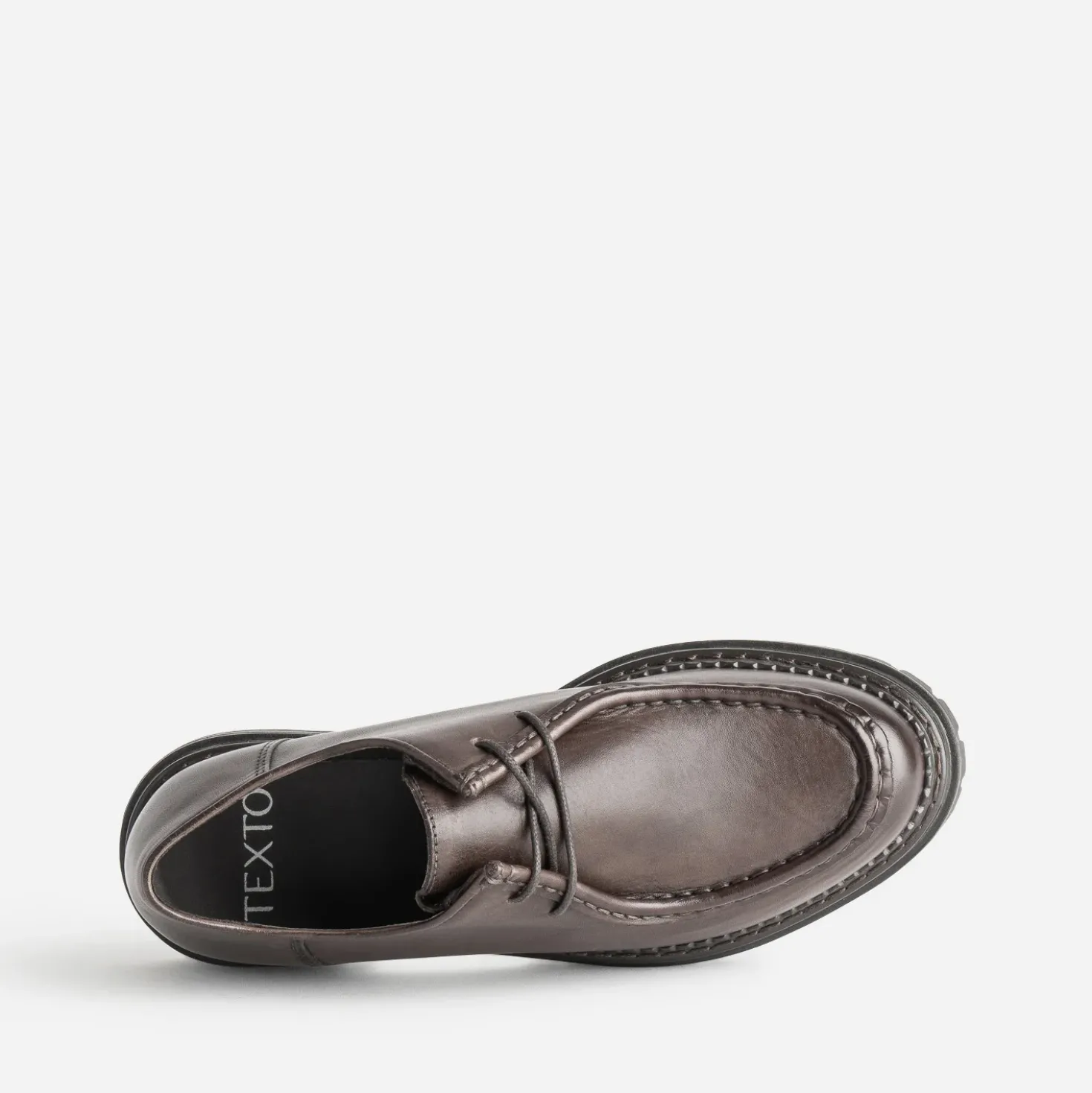 Derby TEXTO marron cuir semelle crantée