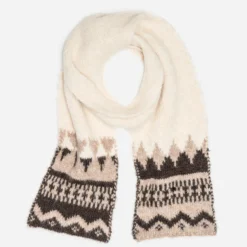 Echarpe beige tricot motif jacquard