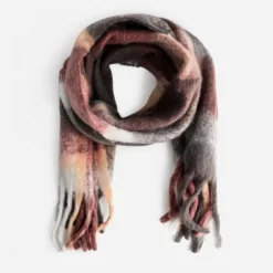 Echarpe TEXTO marron motif carreaux