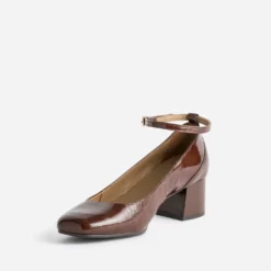 Escarpin à bride ATELIER 1927 cognac cuir verni