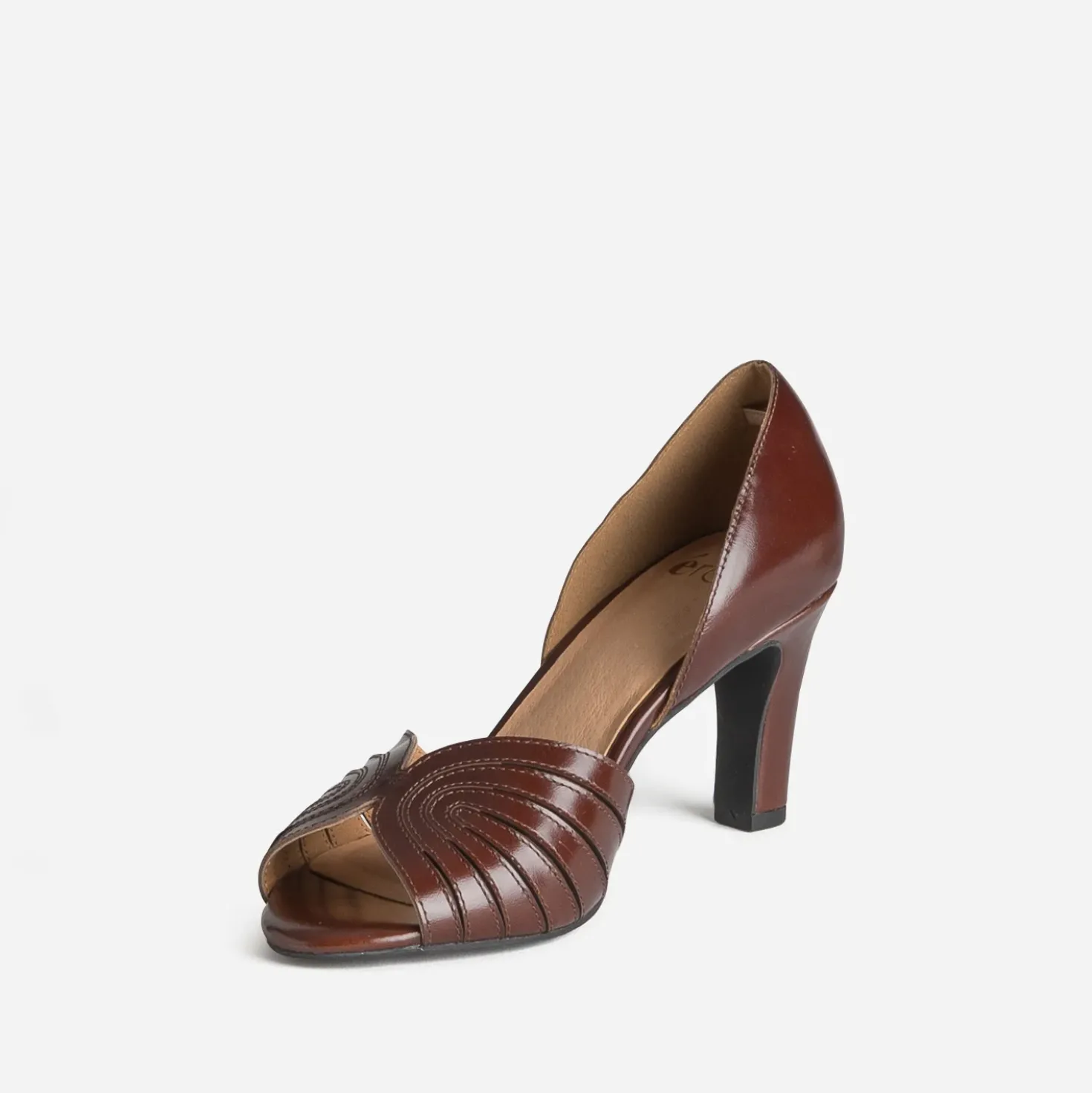 Escarpin chocolat en cuir