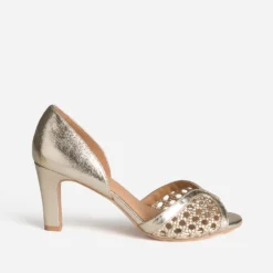Escarpin doré ajouré open-toe
