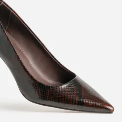 Escarpin marron cuir effet python