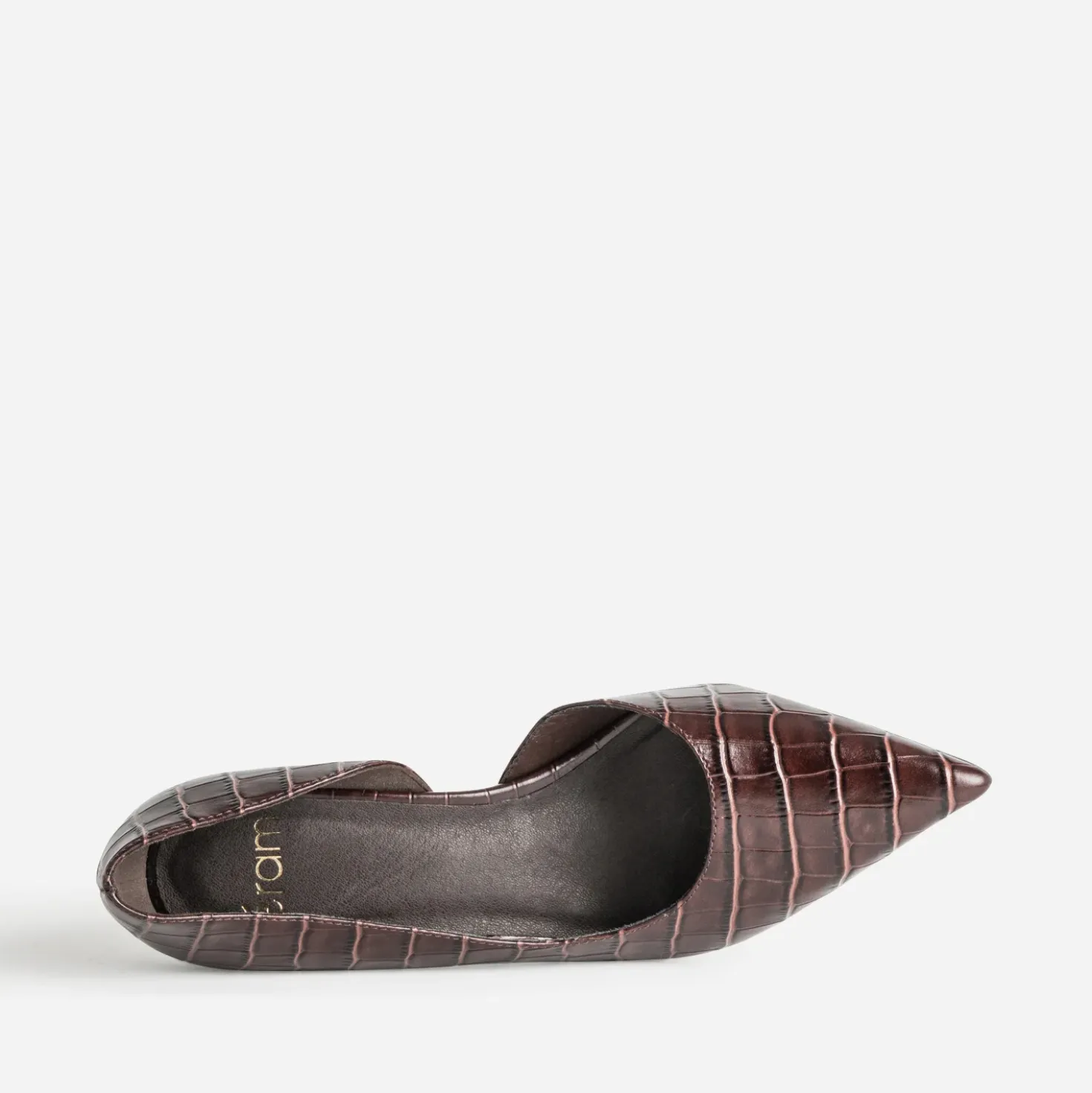 Escarpin marron cuir embossé croco cut-out