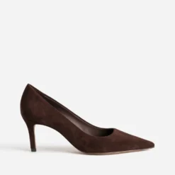 Escarpin marron cuir velours