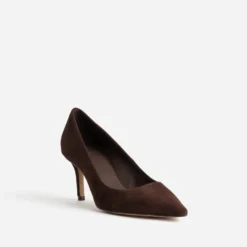 Escarpin marron cuir velours