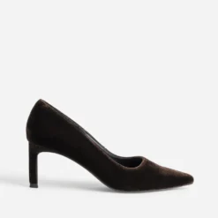 Escarpin marron panne de velours