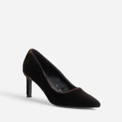 Escarpin marron panne de velours