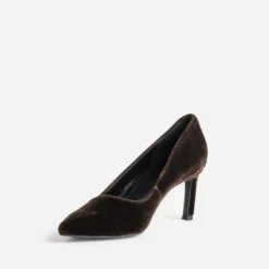 Escarpin marron panne de velours