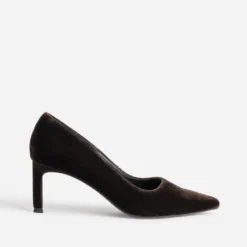 Escarpin marron panne de velours