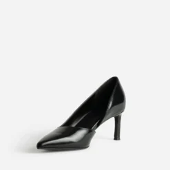 Escarpin noir cuir cut-out