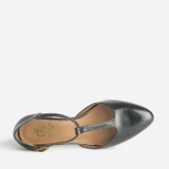 Escarpin-salomé noir éco-conçu en cuir