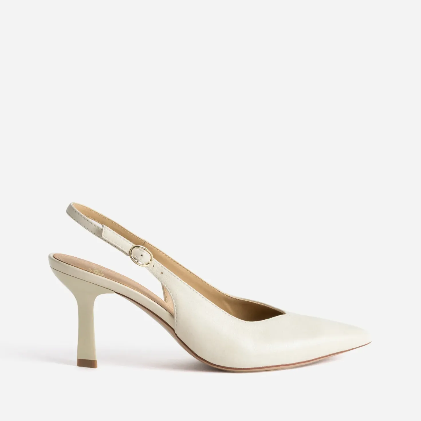 Escarpin slingback beige cuir