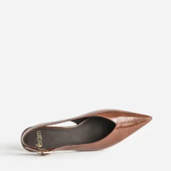 Escarpin slingback camel verni