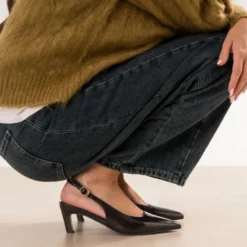Escarpin slingback chocolat cuir