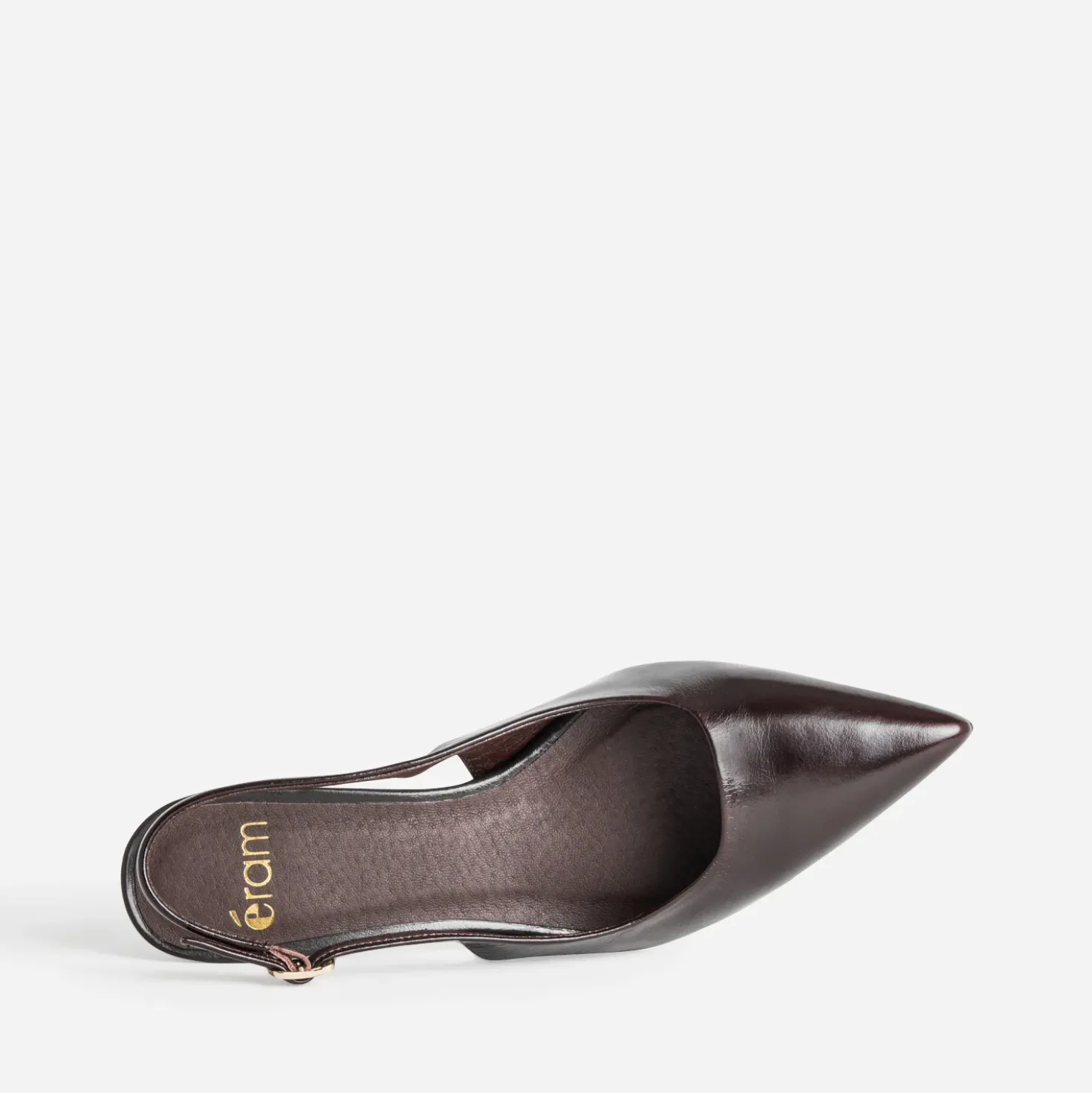 Escarpin slingback chocolat cuir