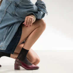 Escarpin slingback ERAM FLEX bordeaux cuir verni