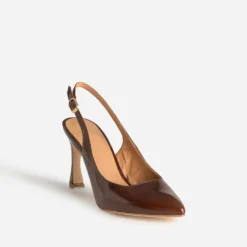 Escarpin slingback marron cuir