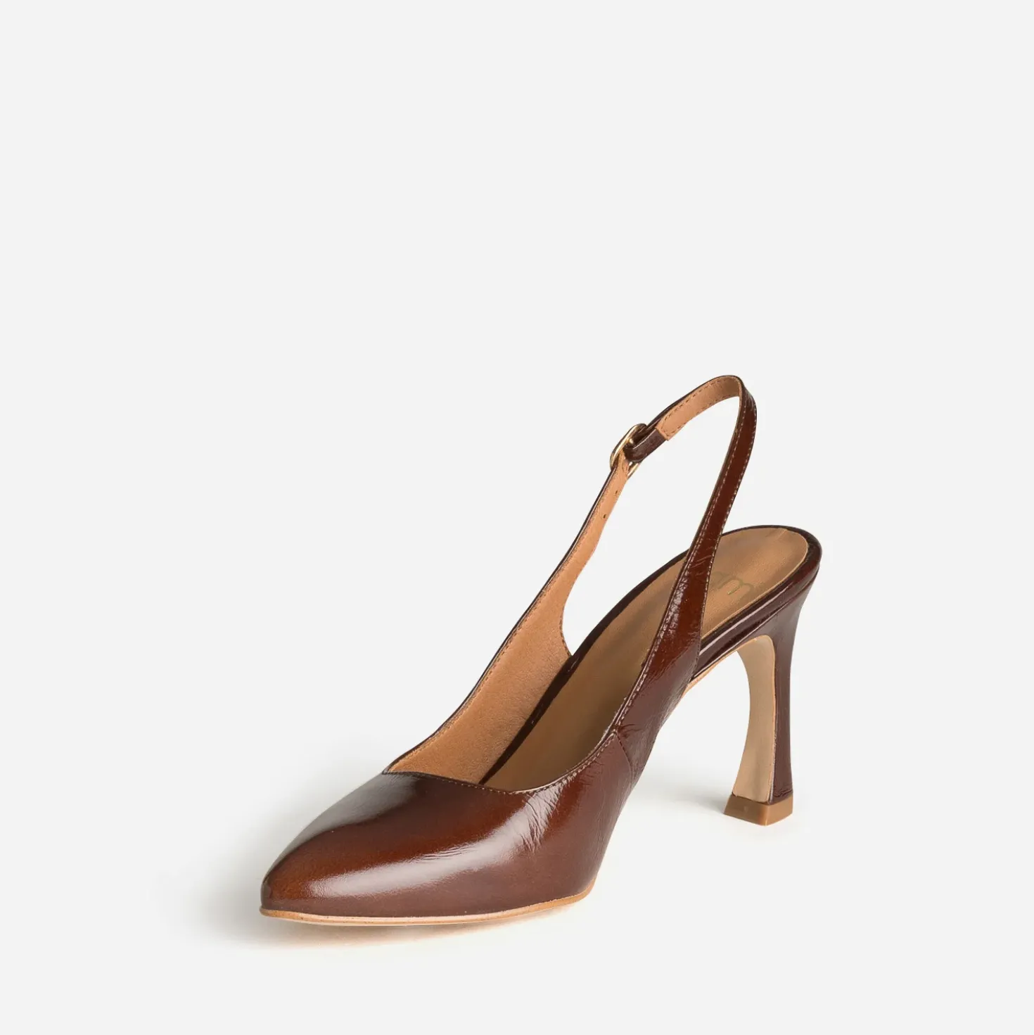 Escarpin slingback marron cuir