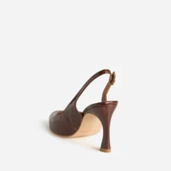 Escarpin slingback marron cuir