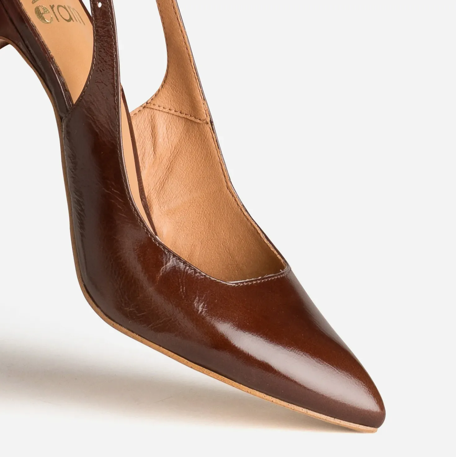 Escarpin slingback marron cuir