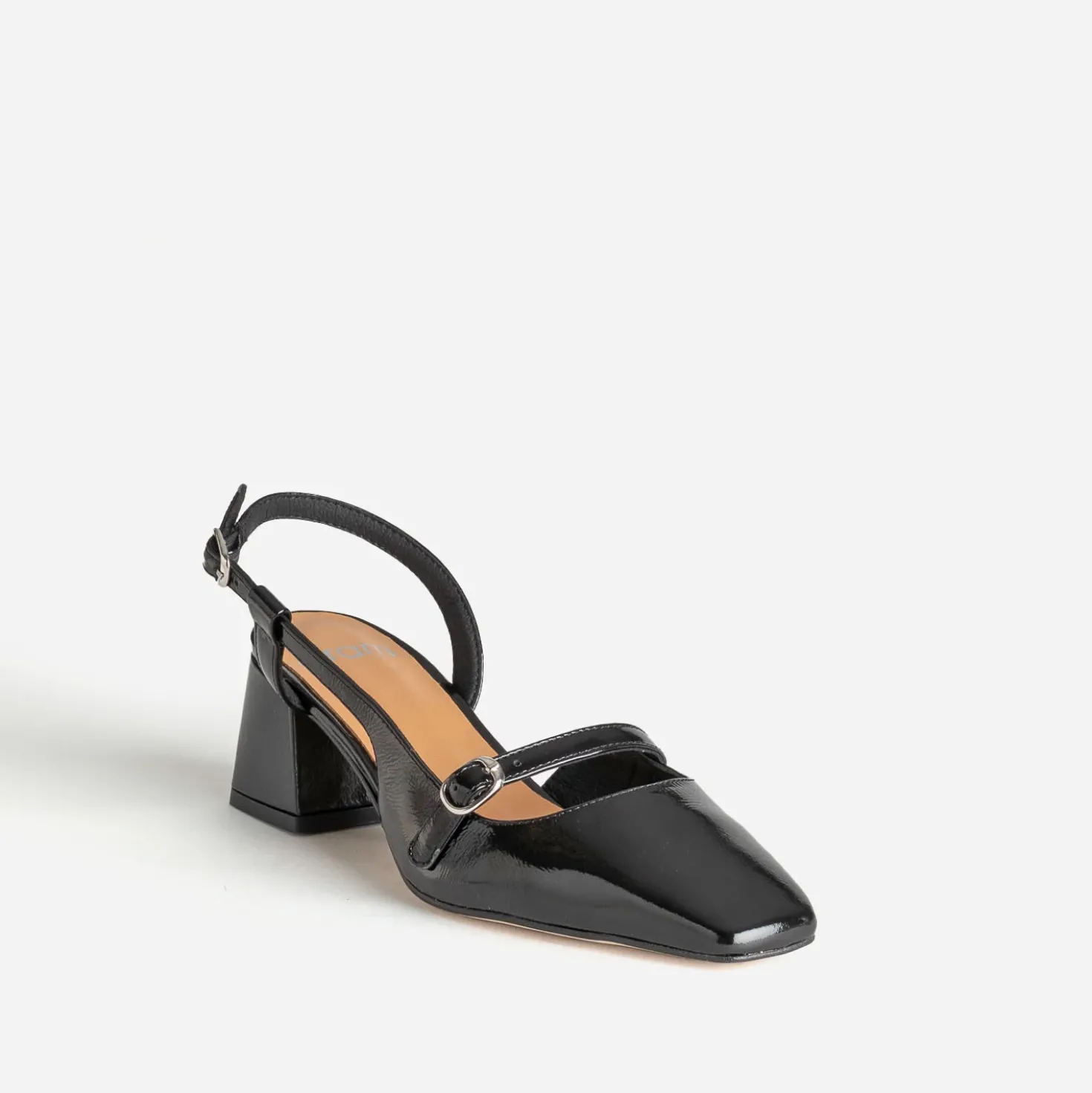 Escarpin slingback noir cuir verni